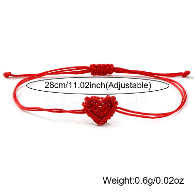 Handmade Minimalist Woven Heart Friendship Adjustable Polyester Cord Bracelets for Unisex LU3037-1