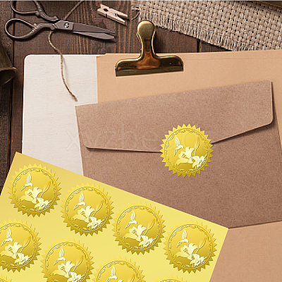 34 Sheets Self Adhesive Gold Foil Embossed Stickers DIY-WH0509-037-1