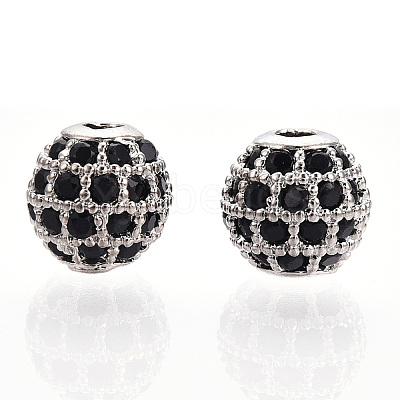 Rack Plating Brass Cubic Zirconia Beads X-ZIRC-S001-6mm-B03-1