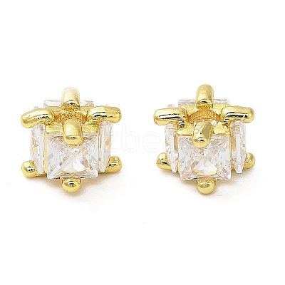 Brass Micro Pave Cubic Zirconia Beads KK-B142-03G-01-1