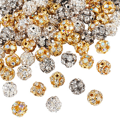 80Pcs 4 Colors Brass Rhinestone Beads KK-TA0002-11B-1