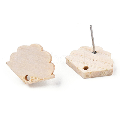 Ash Wood Stud Earring Findings EJEW-N017-011P-1