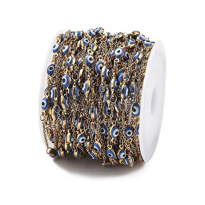 Enamel & 304 Stainless Steel Link Chains CHS-K021-10G-03-1
