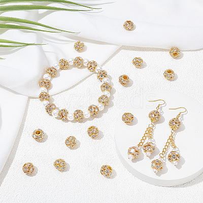 40Pcs Brass Rhinestone Beads RB-UN0001-21-1