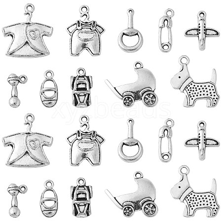 100Pcs 10 Styles Tibetan Style Alloy Charms TIBEP-CJ0002-65-1