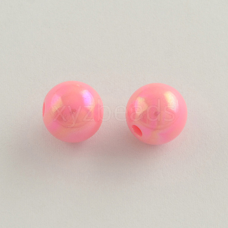 AB Color Plated Acrylic Round Beads X-SACR-Q109-10mm-07-1