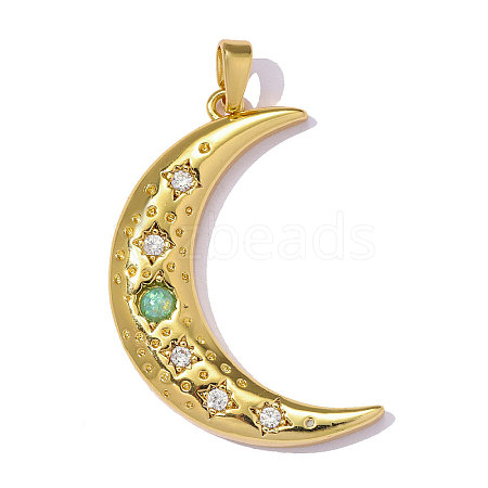 Brass Micro Pave Clear Cubic Zirconia Pendants CU-OY001-74G-1