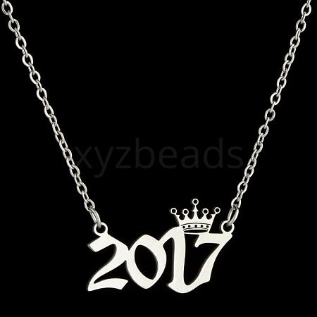 Crown Birth Year 201 Stainless Steel Pendant Necklaces for Women FS-WG4E8F2-78-1