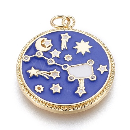 Brass Cubic Zirconia Pendants KK-O113-06A-G-1