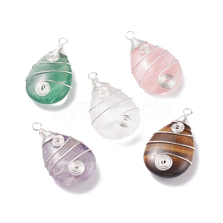 Natural Gemstone Pendants PALLOY-JF01438-1