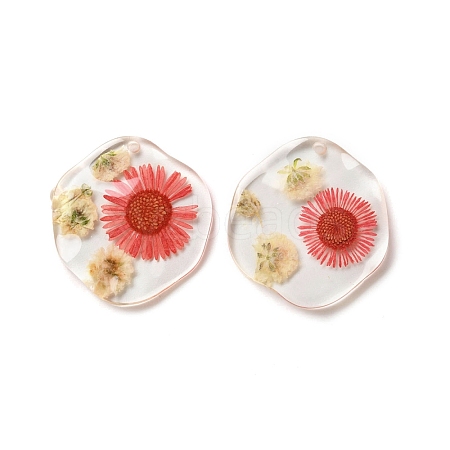 Inner Dried Flower Transparent Resin Pendants LS-RESI-A043-04B-1