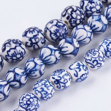 Handmade Blue and White Porcelain Beads PORC-G002-28-1
