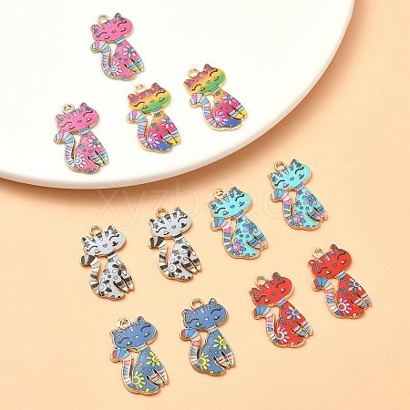 12Pcs 6 Colors Printed Alloy Pendants FIND-YW0004-49-1