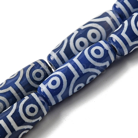 Blue Tibetan Style dZi Beads Strands TDZI-NH0001-B12-01-1