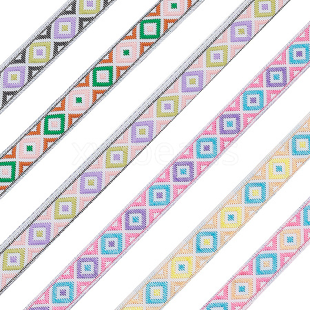 BENECREAT 6 Bundles 6 Colors Ethnic Style Polyester Ribbon OCOR-BC0005-10-1
