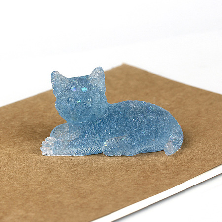 Natural Aquamarine Cat Display Decorations WG85528-02-1