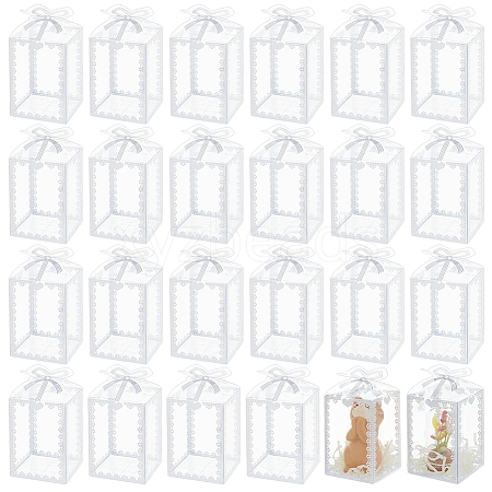 Folding Heart Print Transparent PVC Gift Packing Boxes CON-WH0085-192A-02-1