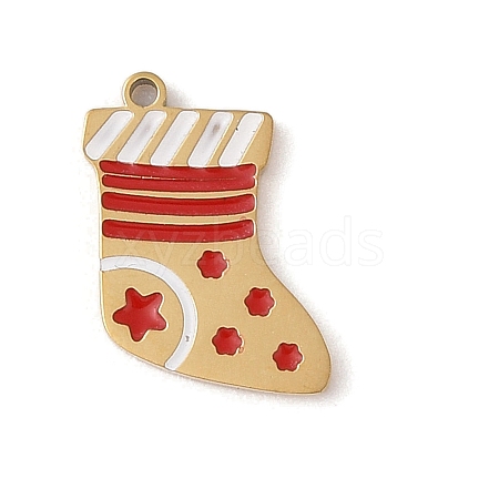 Christmas Theme Ion Plating(IP) 304 Stainless Steel Enamel Charms STAS-Z083-06G-04-1