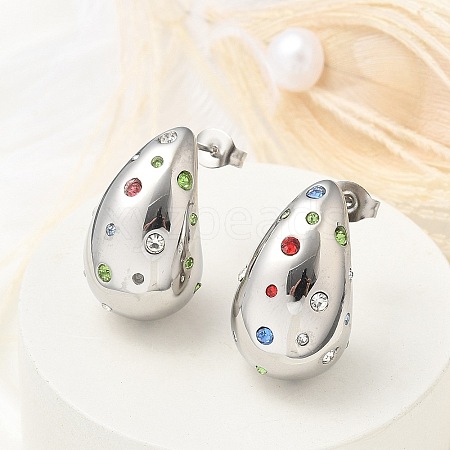 304 Stainless Steel Teardrop Stud Earrings EJEW-B108-05P-B-1