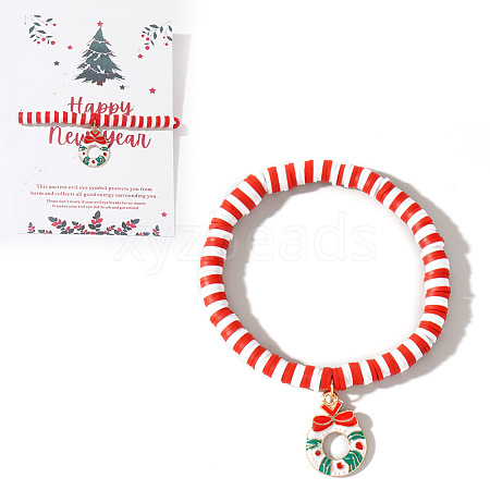 Elegant Christmas Handmade Polymer Clay Heishi Beaded Stretch Bracelets MV9996-43-1