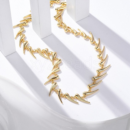 Rack Plating Brass Teardrop Link Chain Necklaces for Women NJEW-C064-01G-1