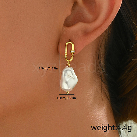 Vintage Brass Jewelry with Imitation Pearl Pendant Oval Stud Earrings VZ9917-4-1