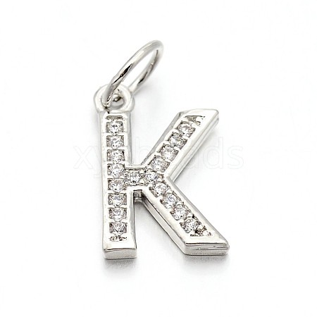 Brass Micro Pave Cubic Zirconia Charms ZIRC-M063-K-P-1