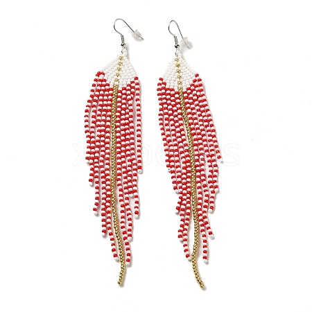 Bohemia Woven Glass Seed Bead Dangle Earrings EJEW-A046-04E-1