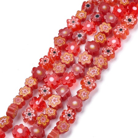 Handmade Millefiori Glass Bead Strands LAMP-J035-6mm-07-1