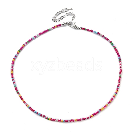 Glass Beaded Necklace NJEW-Z029-05E-1