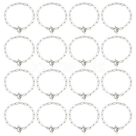 Unicraftale 20Pcs 304 Stainless Steel Paperclip Chain Bracelets Set for Men Women BJEW-UN0001-40-1