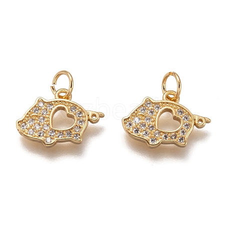 Brass Micro Pave Clear Cubic Zirconia Charms ZIRC-B002-50G-1