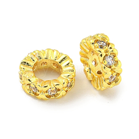 Rack Plating Brass Micro Pave Clear Cubic Zirconia European Beads KK-L215-017G-1