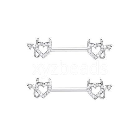 Brass Clear Cubic Zirconia Nipple Rings WG88A97-11-1