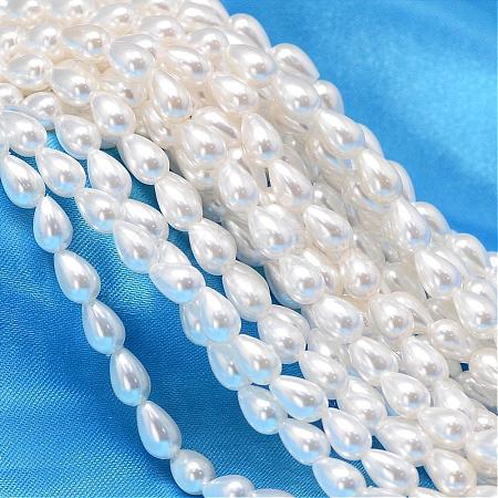 Teardrop Shell Pearl Bead Strands BSHE-L015-5x8-01-1