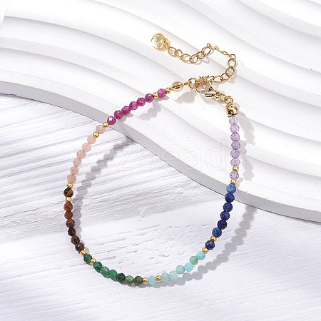 Chakra Theme Natural Mixed Gemstone Beaded Bracelets for Women BJEW-JB11342-1