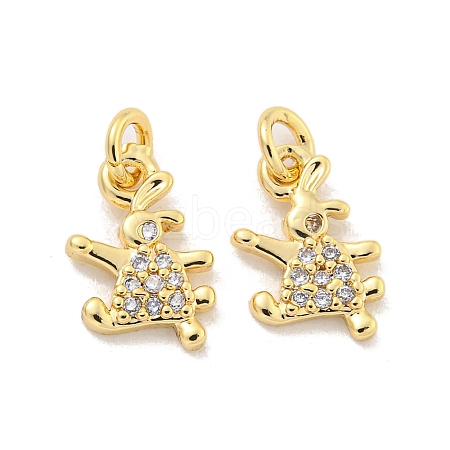 Brass Micro Pave Clear Cubic Zirconia Charms KK-Z044-32G-1