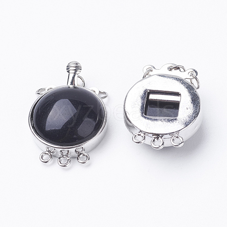 Natural Dyed & Heated Black Agate Box Clasps G-E427-14P-1