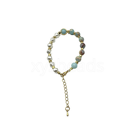 Natural Shoushan Stone Round Beaded Bracelet NC1314-15-1