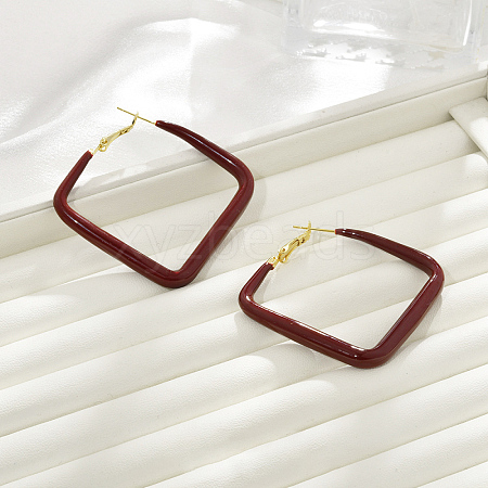 Brass Rhombus Hoop Earrings EJEW-A121-12E-G-1