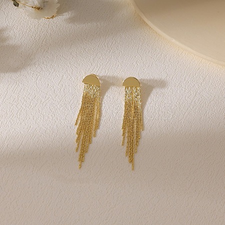 Brass Chain Tassel Stud Earrings FS-WGE0263-01-1