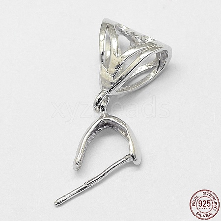 Rhodium Plated 925 Sterling Silver Pendant Bails X-STER-A102-005P-1