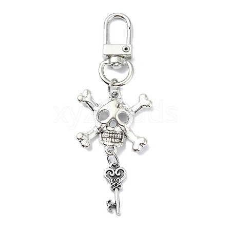 Halloween Skull & Key Alloy Pendant Decorations HJEW-JM02219-1