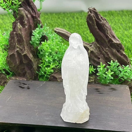 Natural Quartz Crystal Carved Healing Virgin Mary Figurines PW-WG30485-30-1