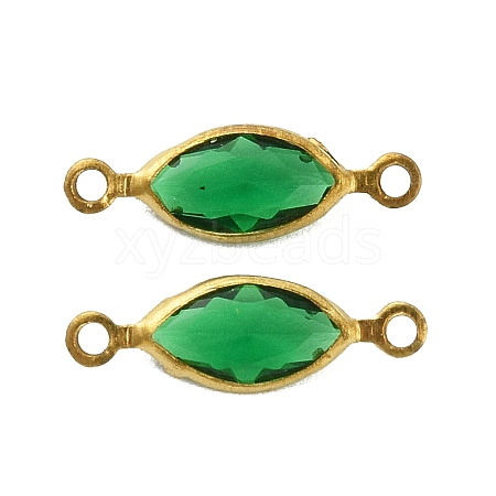 Brass Pave K9 Glass Connector Charms KK-Q059-01E-G-1