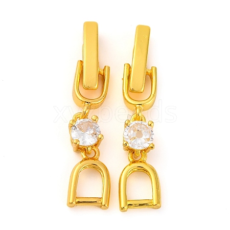 Brass with Cubic Zirconia Fold Over Clasps ZIRC-WH0002-07C-1