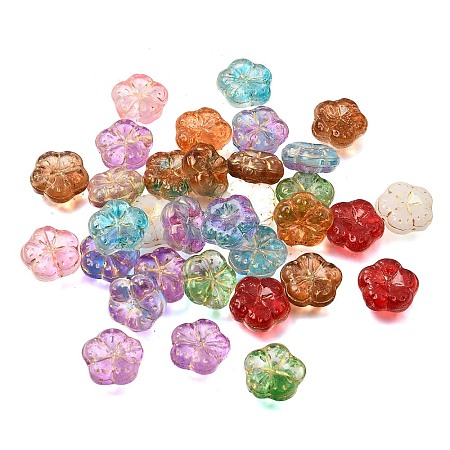 Painted Transparent Glass Beads GL-CBA48E7-01-1