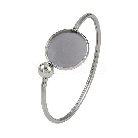 304 Stainless Steel Blank Bangle Bases with Flat Round STAS-Z088-01P-03-1