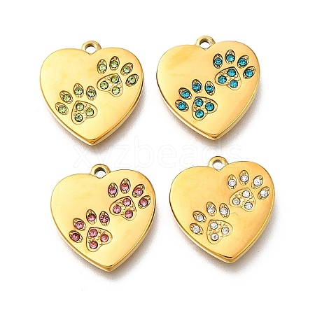304 Stainless Steel Rhinestone Pendants STAS-R159-55G-1