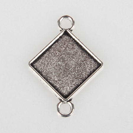 Vintage Tibetan Style Alloy Rhombus Connector Cabochon Bezel Settings X-TIBE-O001-02AS-1